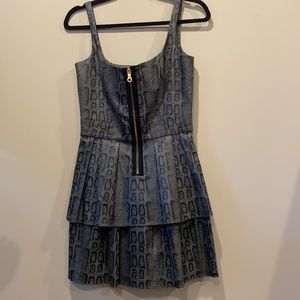 JAY GODFREY Grey Snakeskin Zipper Detail Dress